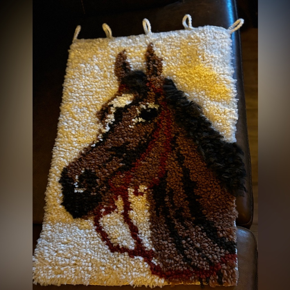 Vintage 1970’s Horse Latch Hook Hanging